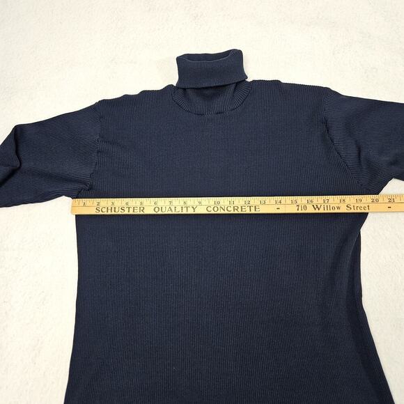 Vintage Munsingwear Turtle Neck Sweater XL Extra Large Navy Blue Ribbed Du Pont - Picture 5 of 7